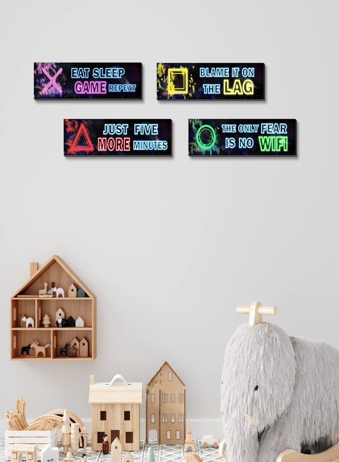 SHLINCO Wood Video Game Decor Set of 4 - Neon Gaming Theme, Gifts for Gamer Lover, Gamer Room Decor, Neon Gaming Wall Decor for Playroom and Game Room - Image 4